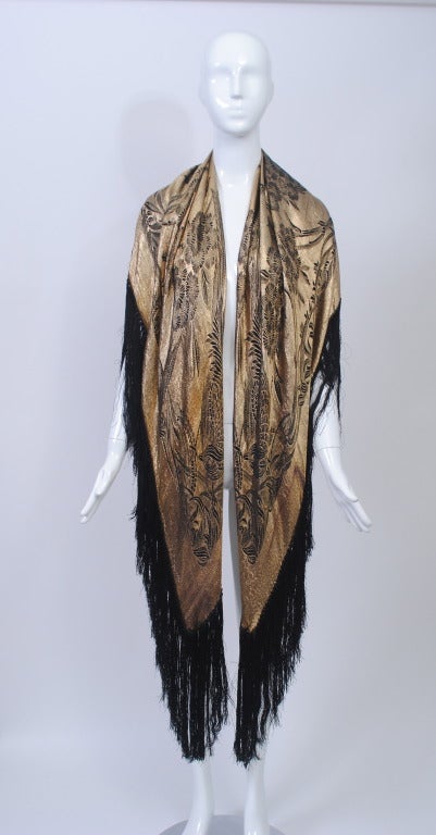 Art Deco Black and Gold Lame Shawl 3
