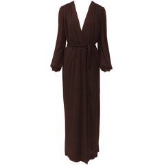 1970s Yves Saint Laurent Brown Matte Jersey Wrap Dress