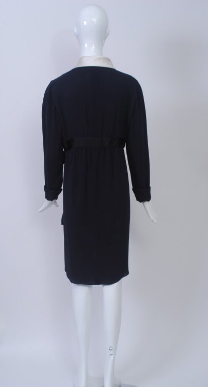 Chanel Navy Silk Wrap Dress In Excellent Condition In Alford, MA