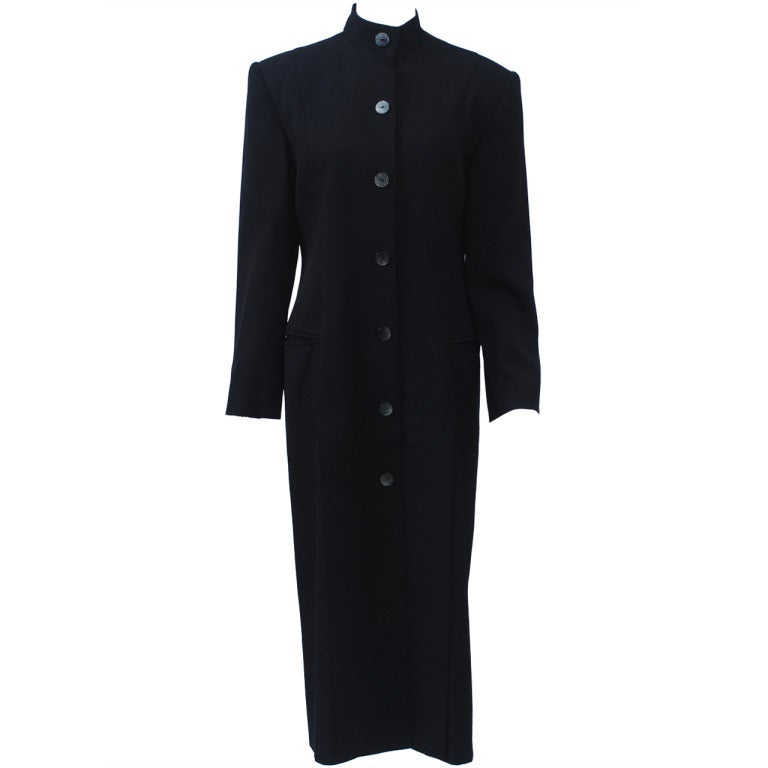 Premonville et Dewavrin Black Coat with Panel Skirt For Sale