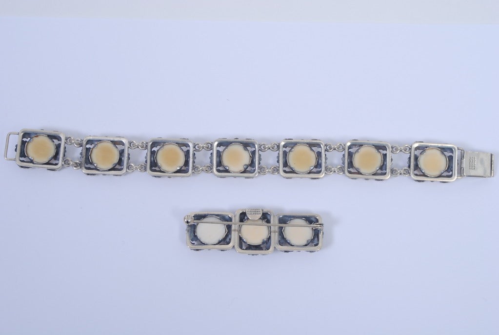 N.E. From Sterling and Ivory Bracelet and Brooch 1