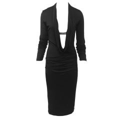 Ungaro Black Jersey Plunge Neckline Dress