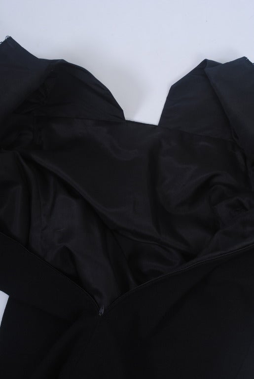 Pauline Trigère Black Wool and Silk Dress For Sale at 1stDibs