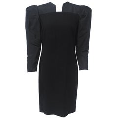 Pauline Trigère Black Wool and Silk Dress