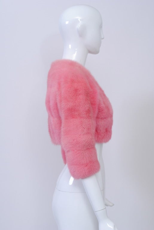 1960s Bubblegum Pink Mink Bolero In Excellent Condition In Alford, MA