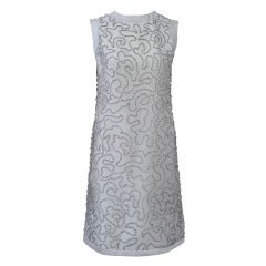 1960s Silver Dress with Squiggle Beading