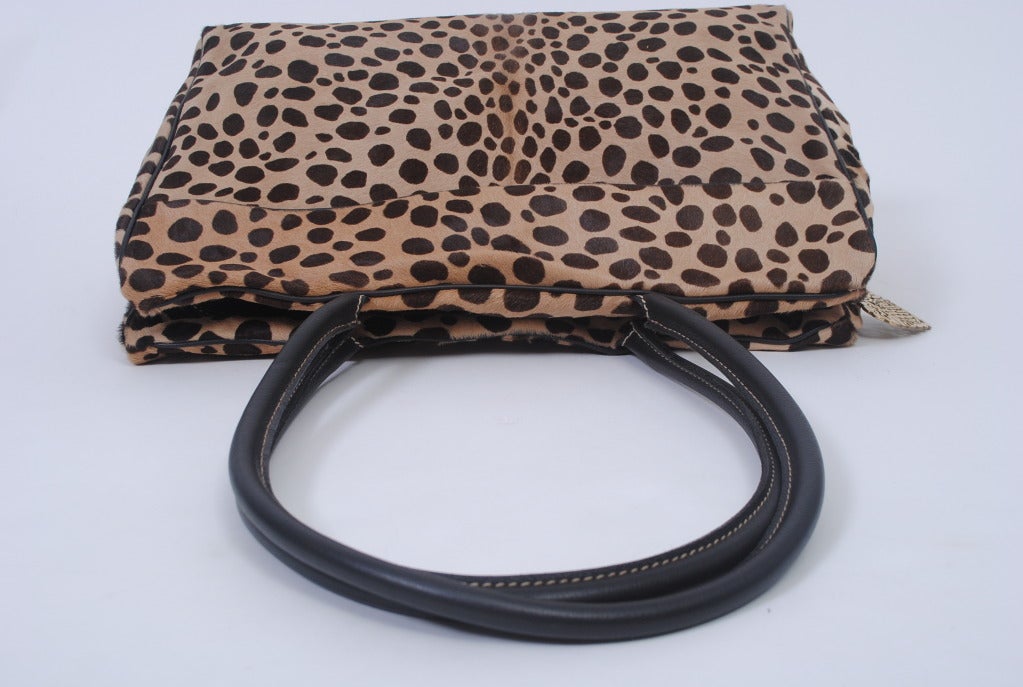 Moschino Leopard Spotted Pony Tote In Excellent Condition In Alford, MA