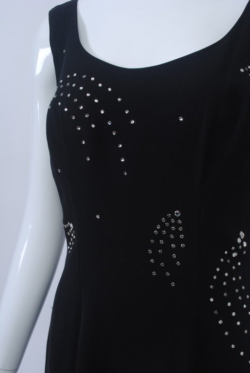 Lilli Diamond Black Sheath with Rhinestones Starbursts In Excellent Condition For Sale In Alford, MA