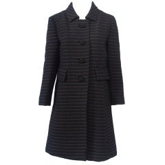 Pierre Cardin Black/Brown Ottoman Ribbed 1960s Coat