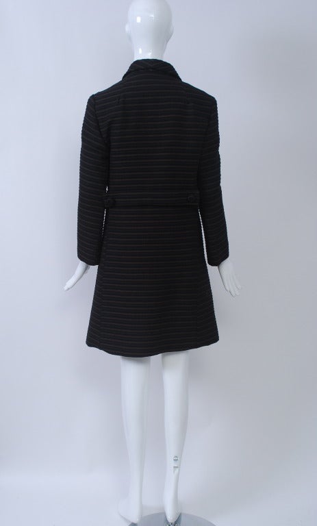 Pierre Cardin Black/Brown Ottoman Ribbed 1960s Coat 1