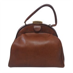 Vintage 1960s Oversized Tobacco Handbag
