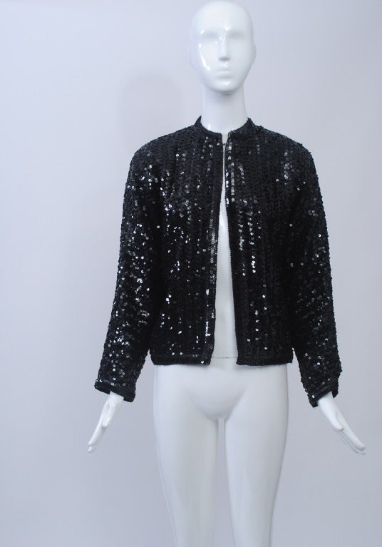 Giorgio Sant'Angelo Black Sequined Jacket In Excellent Condition For Sale In Alford, MA