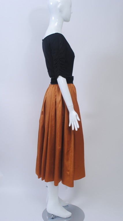 Brown 1950s Matte Jersey and Faille Two Piece For Sale