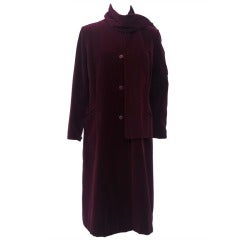 Mantel aus burgunderrotem Samt, 1970er Jahre, Regen/Schwarz