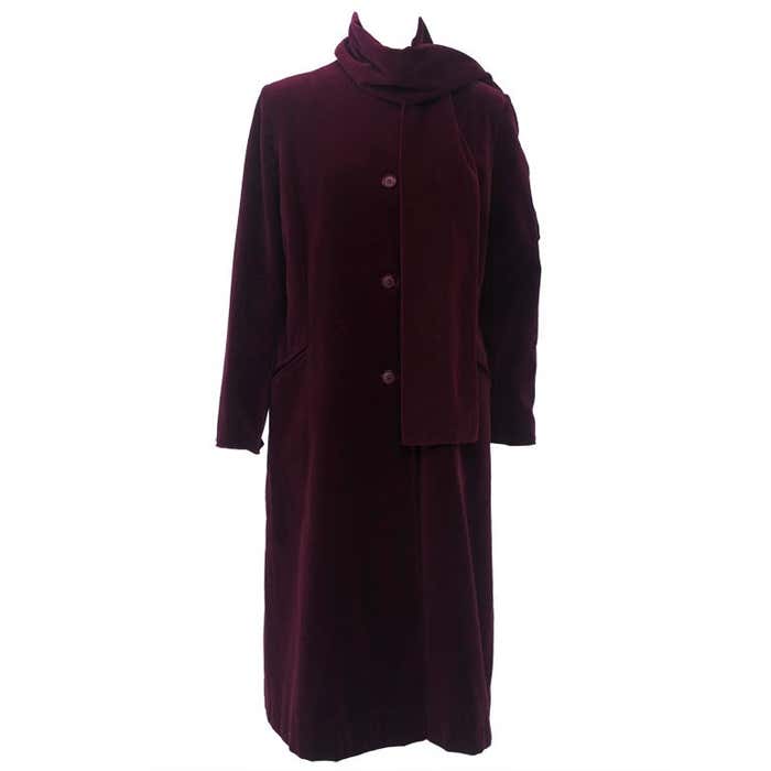Burgundy Velvet 1970s Rain/Shine Coat For Sale at 1stDibs