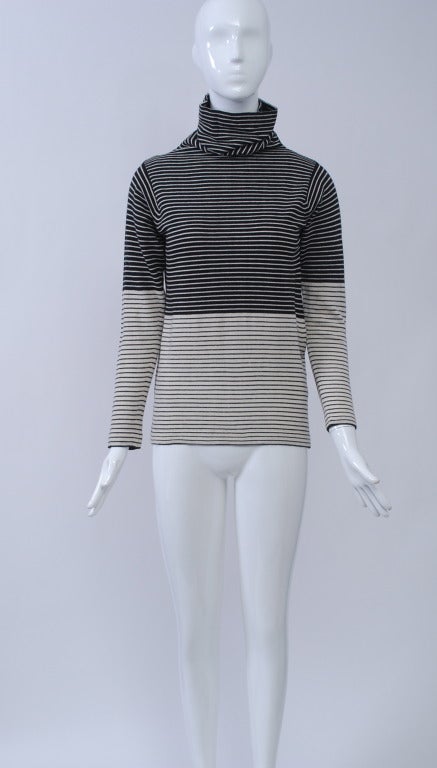 Bonnie Cashin Black/White Striped Turtleneck