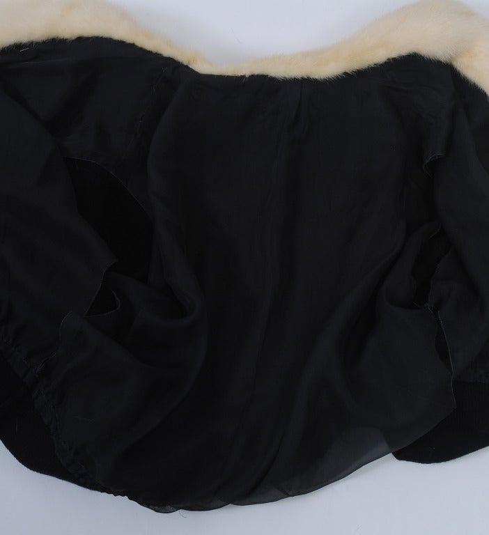 Black Cashmere Cardigan with White Mink Collar 2