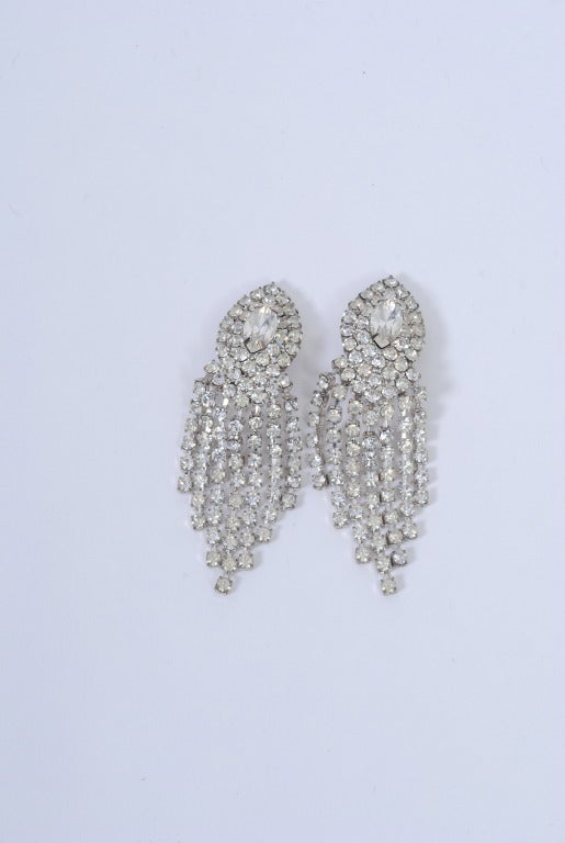 Vintage Rhinestone Earrings In Excellent Condition In Alford, MA