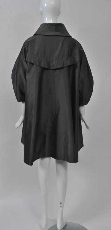 1950s Charcoal Spring Swing Coat In Excellent Condition In Alford, MA
