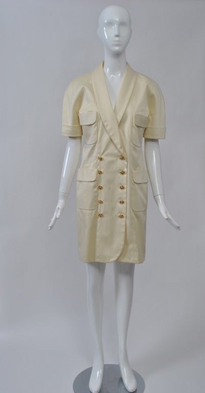 Chanel Ivory Cotton Coatdress