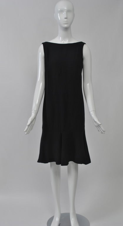 The name Eloise Curtis is not well know today, but she produced some wonderful and creative designs during the 1950s and '60s. Here is a beautifully detailed LBD in black crepe from the late '60s with references to the bias cuts and flounces of the