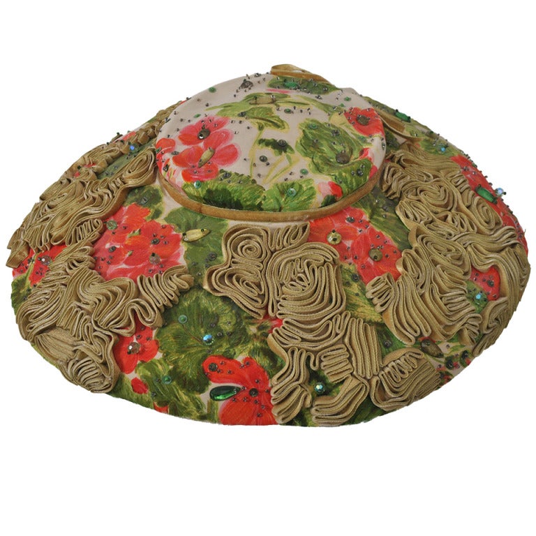 1950s Floral Embellished Picture Hat