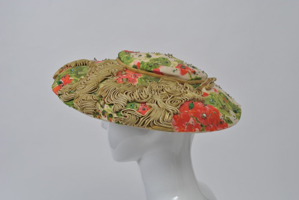 1950s Floral Embellished Picture Hat 1