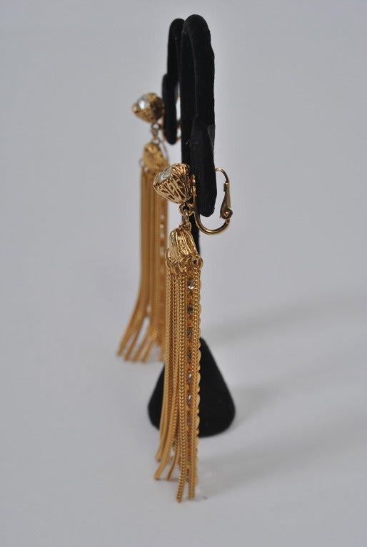 Women's Napier gold chain and rhinestone earrings