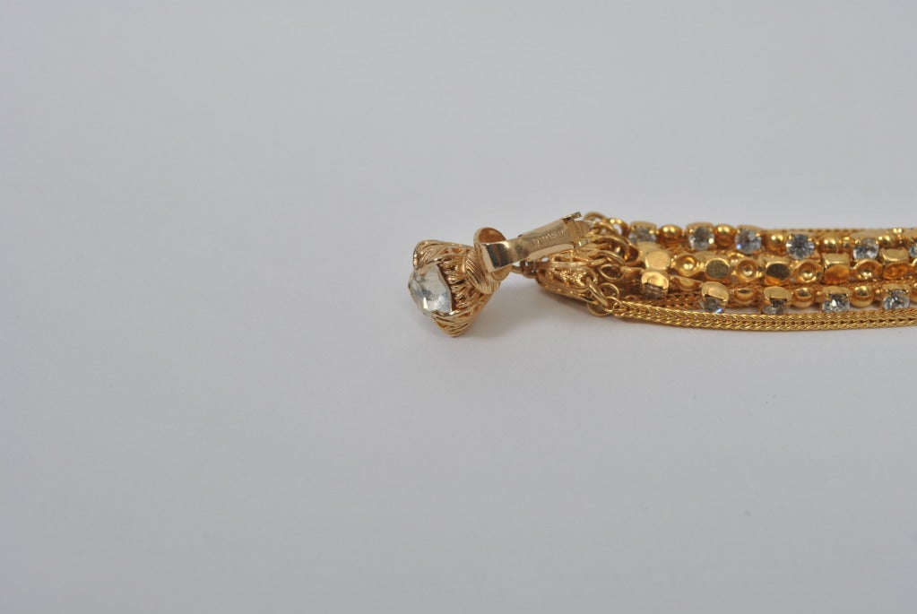 Napier gold chain and rhinestone earrings 4