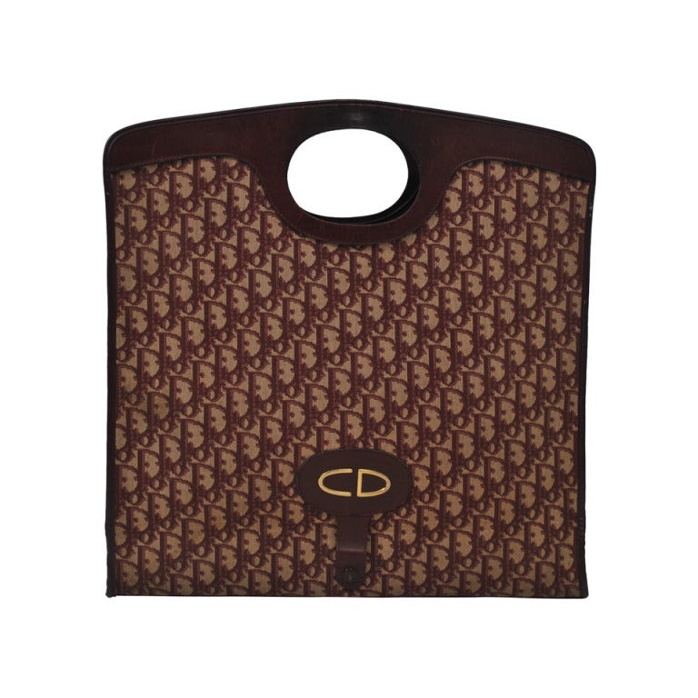1970s Dior Burgundy Logo Tote Bag