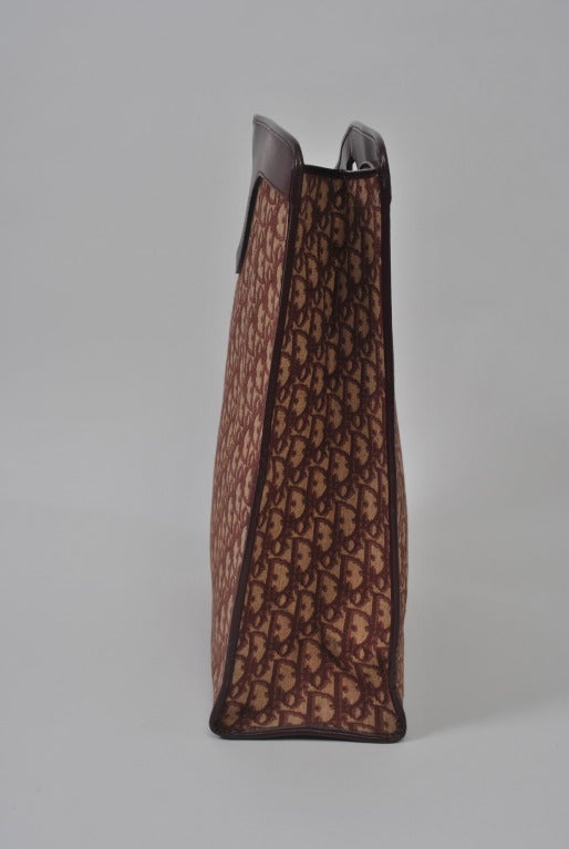 Women's 1970s Dior Burgundy Logo Tote Bag