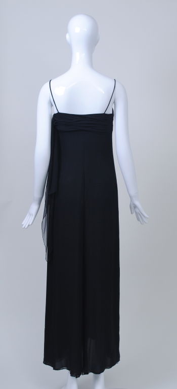 Valentino Black Chiffon Gown In Excellent Condition In Alford, MA