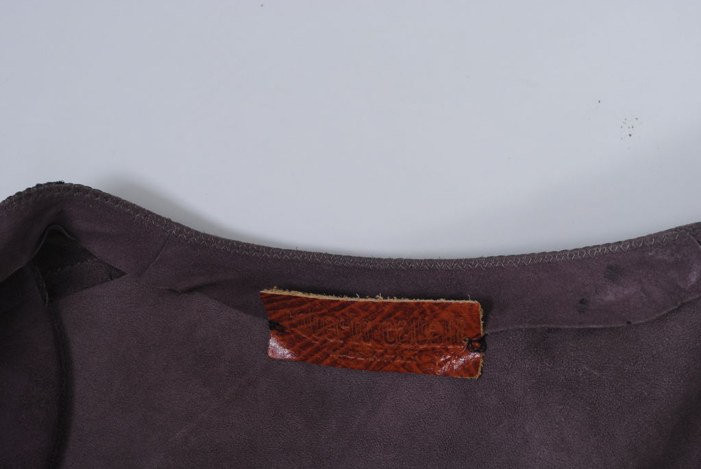 CAVALLI PLUM SUEDE SUIT W/PEACOCK MOTIF 5