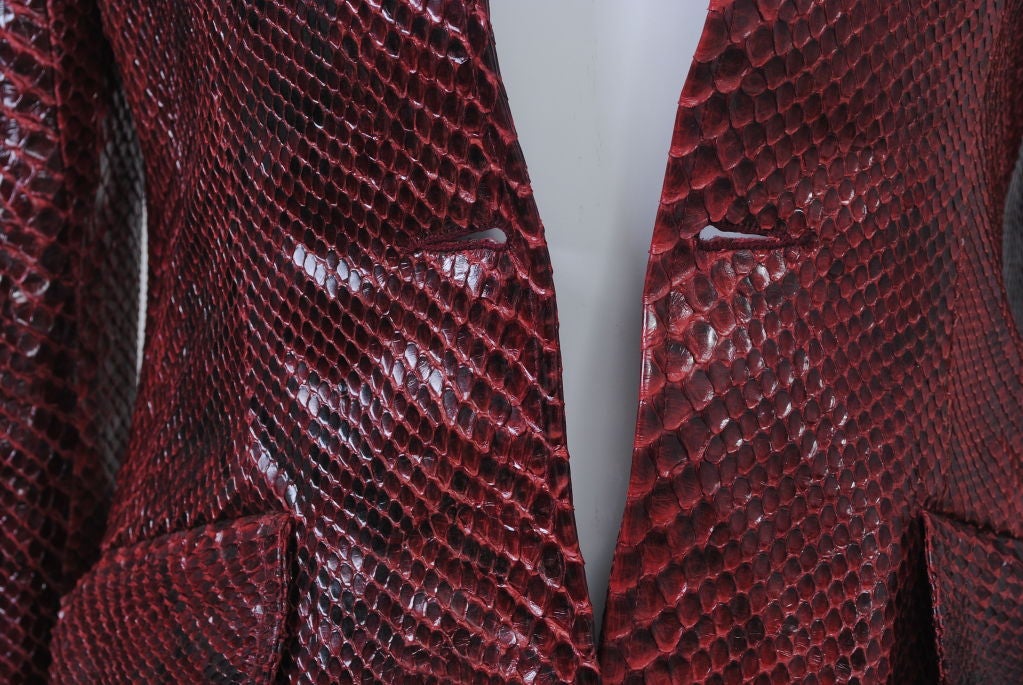 Wine Snakeskin Blazer In Excellent Condition For Sale In Alford, MA