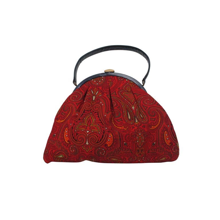 MORRIS MOSKOWITZ RED PAISLEY HANDBAG