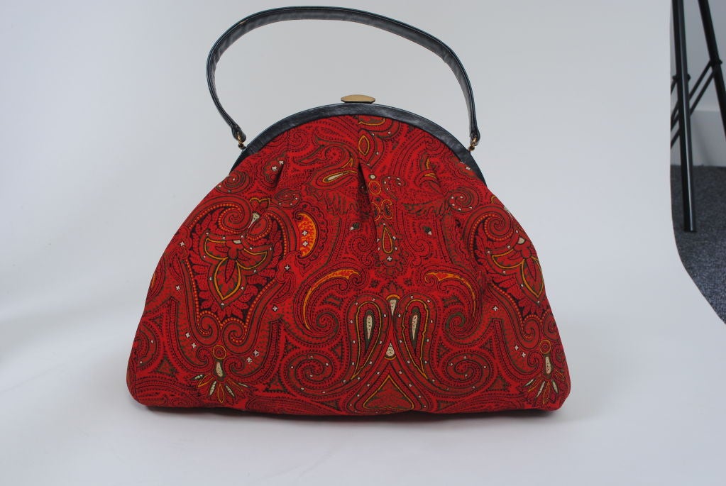 MORRIS MOSKOWITZ RED PAISLEY HANDBAG 4
