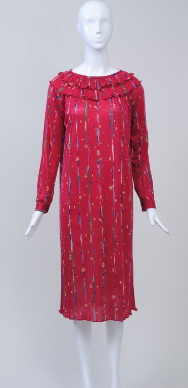 Missoni Red Print Silk Knit Dress For Sale 1