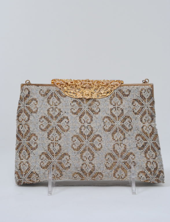 STEEL MICRO BEADED EVENING BAG