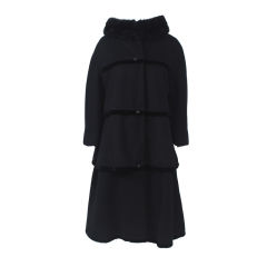 LILLI ANN BLACK TIERED COAT W/MINK COLLAR