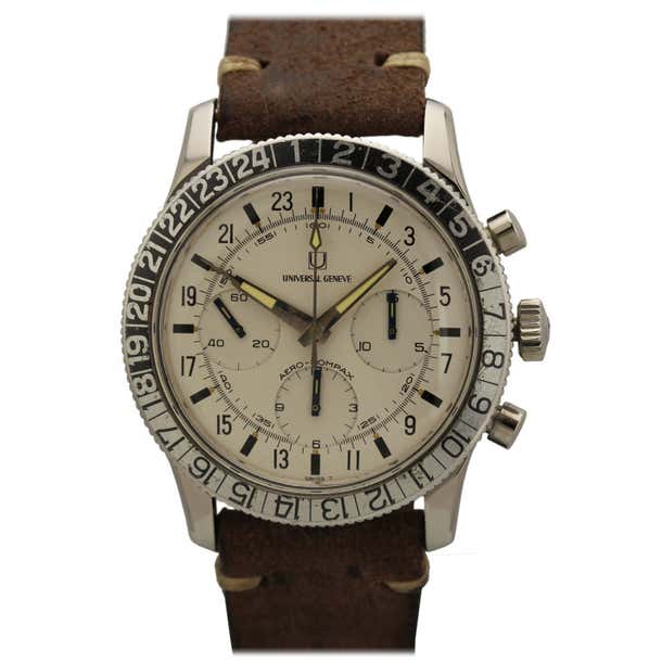 Universal Stainless Steel Aero-Compax Chronograph Wristwatch at 1stDibs