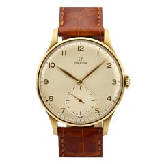 Omega Gelbgold-Armbanduhr in Übergröße, ca. 1950er Jahre