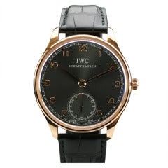 IWC Rose Gold Portuguese Wristwatch with Gray Dial