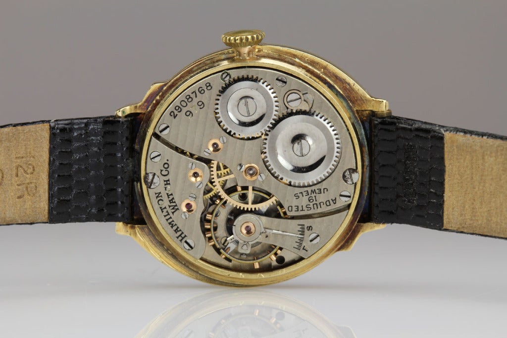 Art Deco Hamilton Yellow Gold Spur Wristwatch