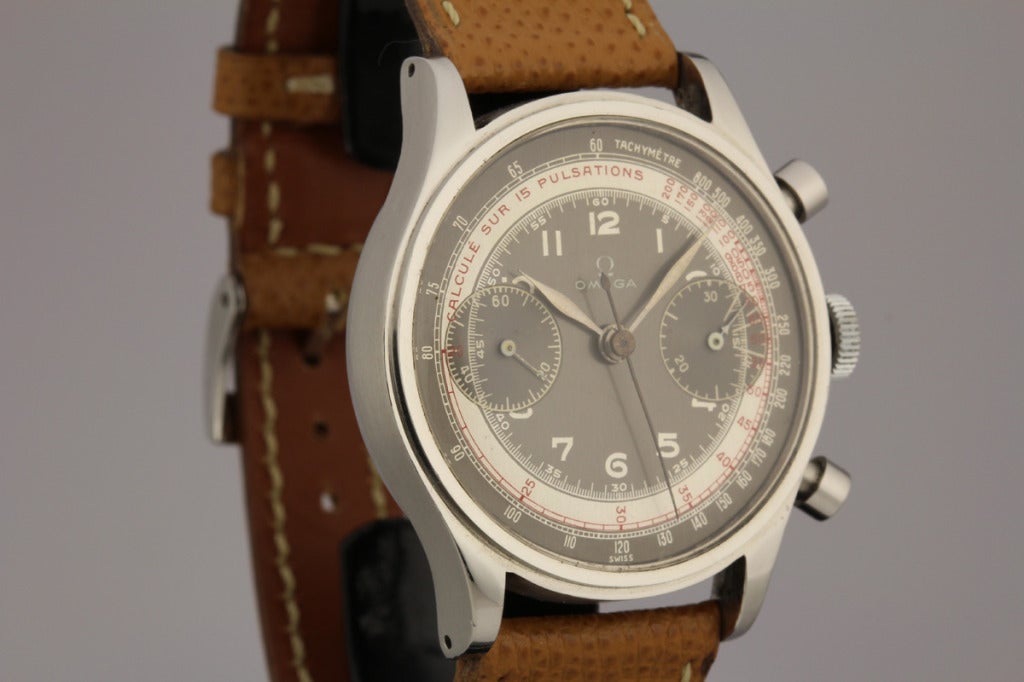 Men's Omega Stainless Steel Chronograph Wristwatch circa 1940s