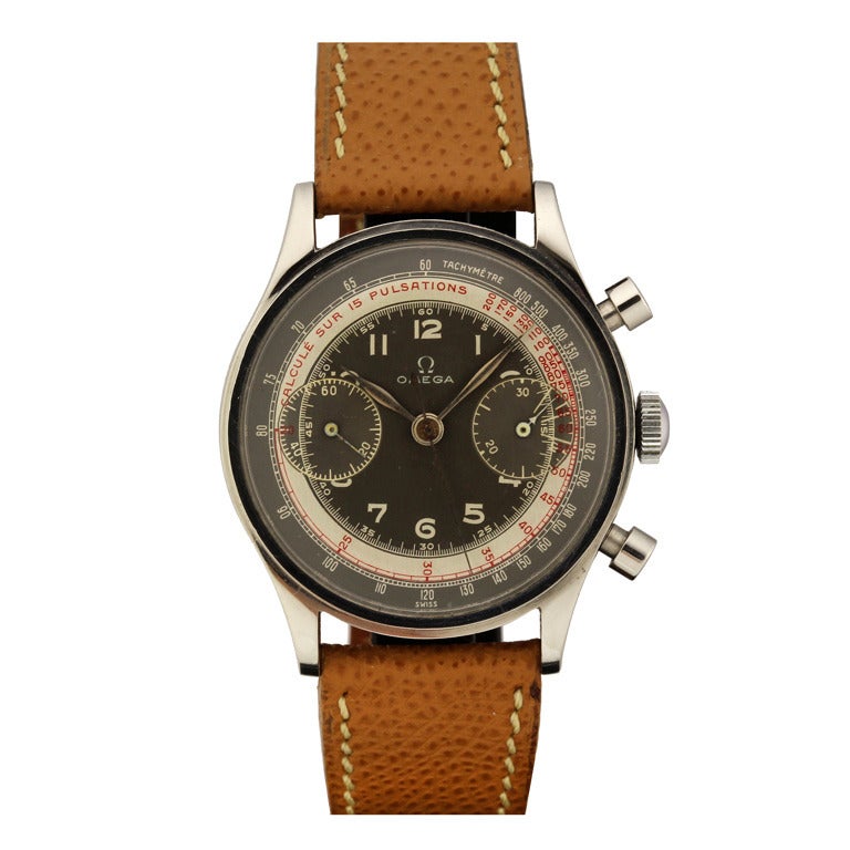 Omega Stainless Steel Chronograph Wristwatch circa 1940s