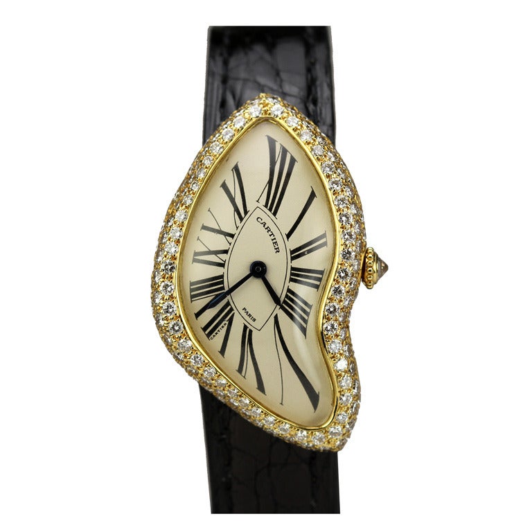 Cartier Lady s Yellow Gold and Diamond Crash Wristwatch circa 1991