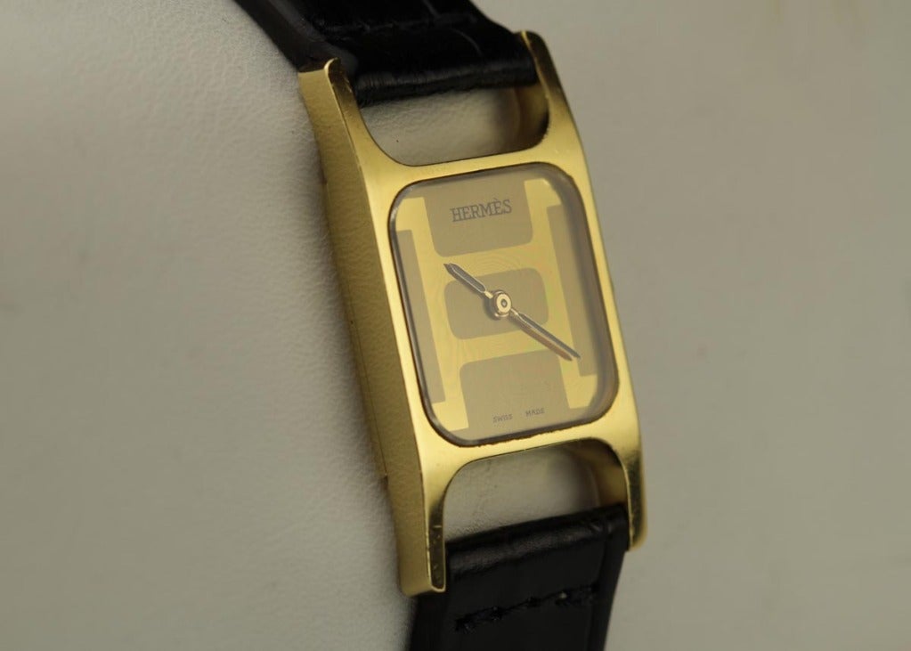 Women's or Men's Corum for Hermes Yellow Gold Wristwatch circa 1970s