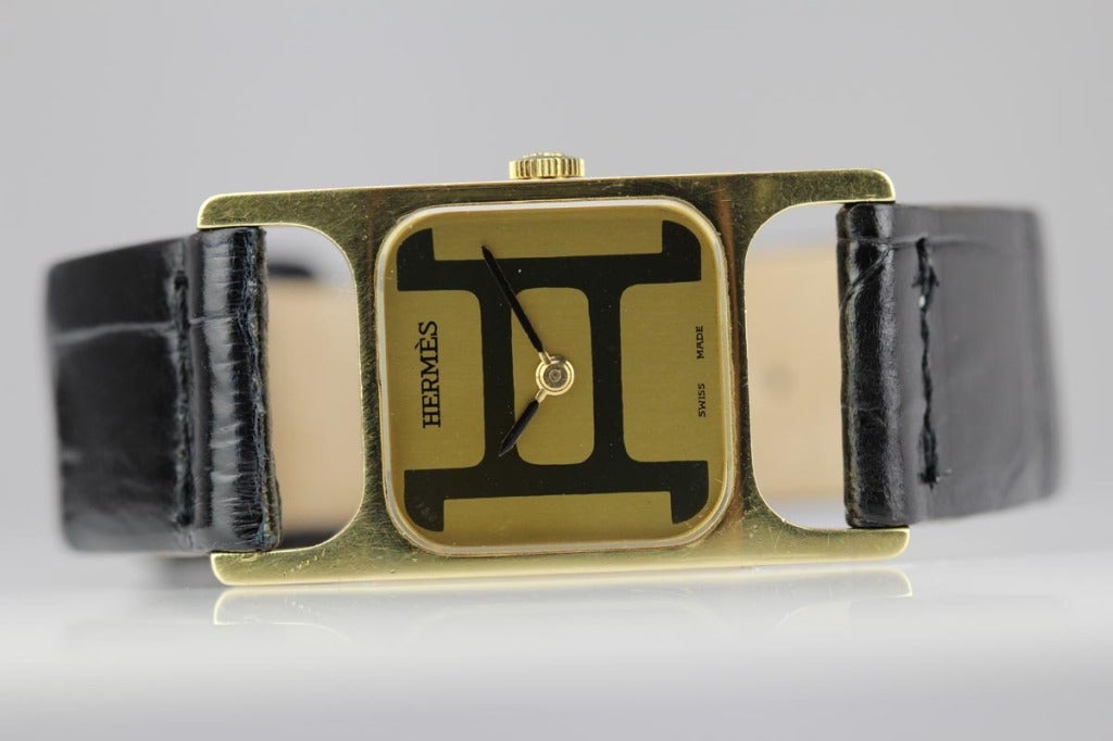 Corum for Hermes Yellow Gold Wristwatch circa 1970s 5