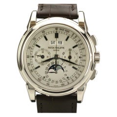 Patek Philippe White Gold Perpetual Calendar Chronograph Wristwatch Ref 5970G