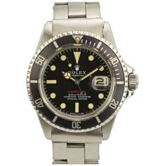 Retro Rolex Stainless Steel Red Submariner Wristwatch Ref 1680 circa 1969